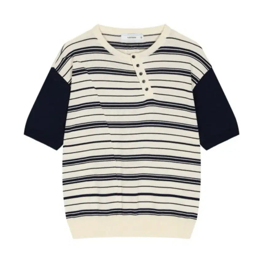 [BUNJANG] Wavy Slice Henly Neck Short Sleeve Knit 2 / 웨이비니스 헨리넥 반팔니트 2사이즈
