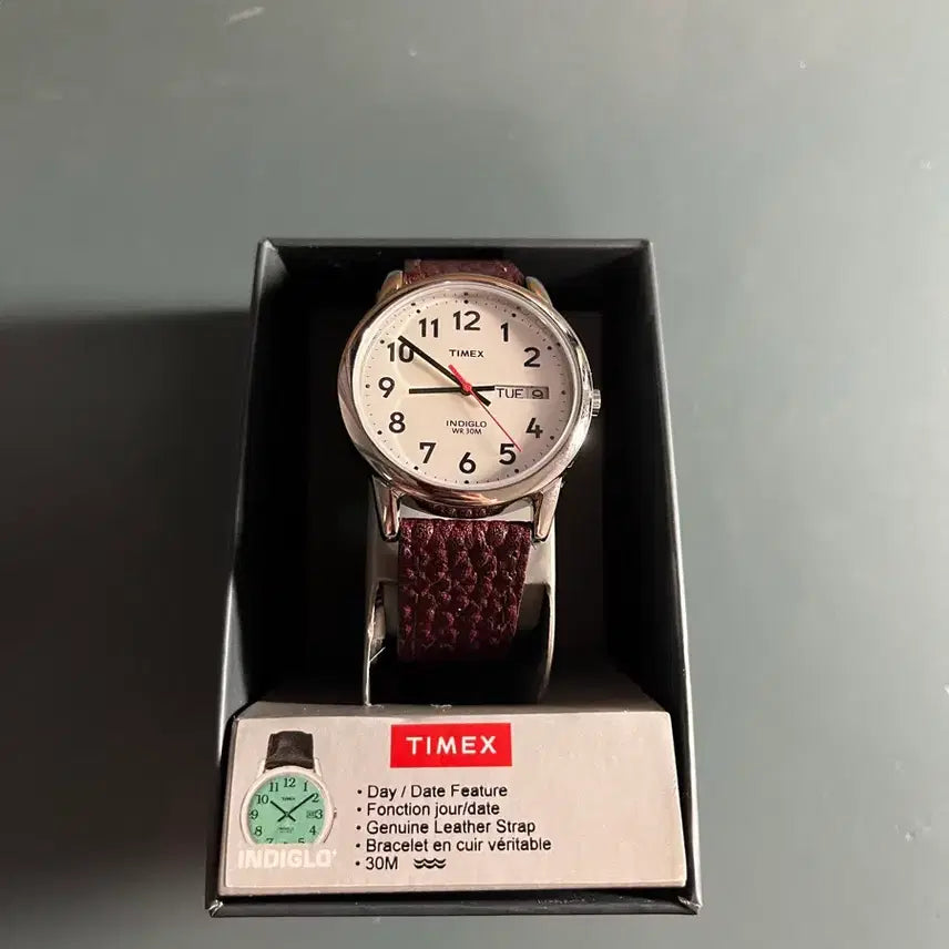 [SOLD OUT] 타이멕스 이지리더 쿼츠 시계 35mm 브라운 가죽 스트랩