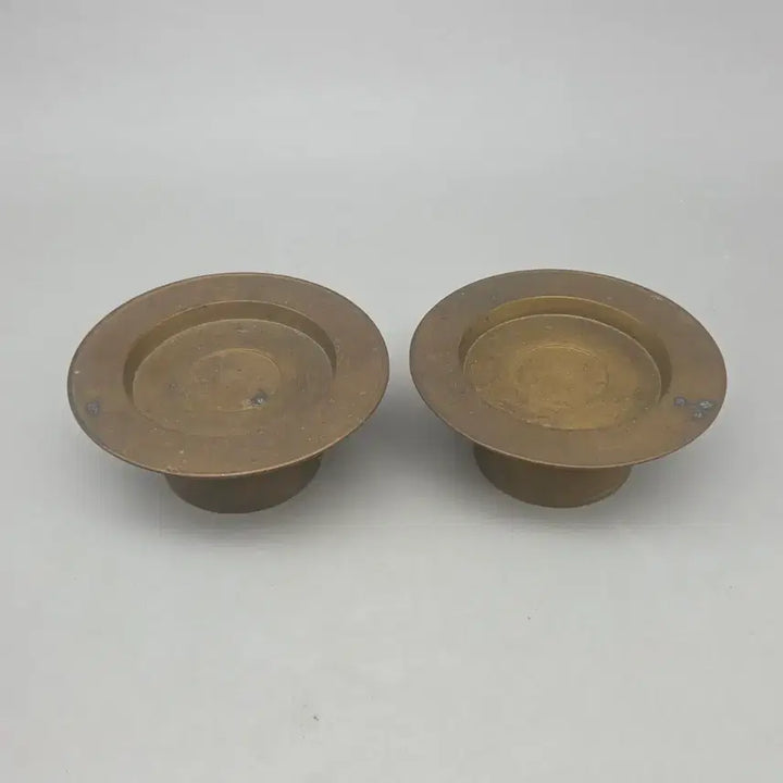 [BUNJANG] Antique Korean Brass Cup Saucer Set (Set of 2) / 골동품 연대좋은 유기 잔잔대 2벌 잔탁 놋쇠