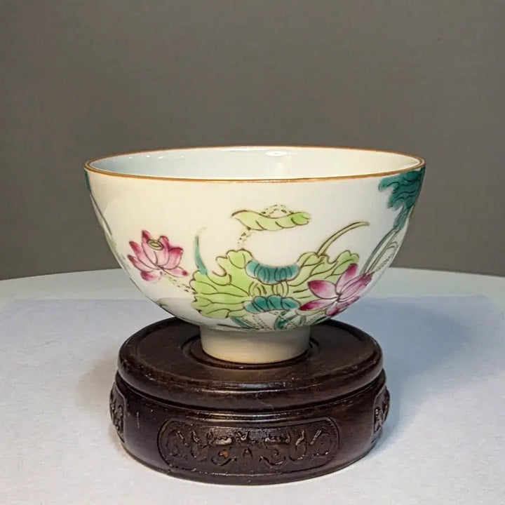 [BUNJANG] Guanxu Period Celadon Porcelain Lotus Flower Tea Bowl / 분채연화문다완