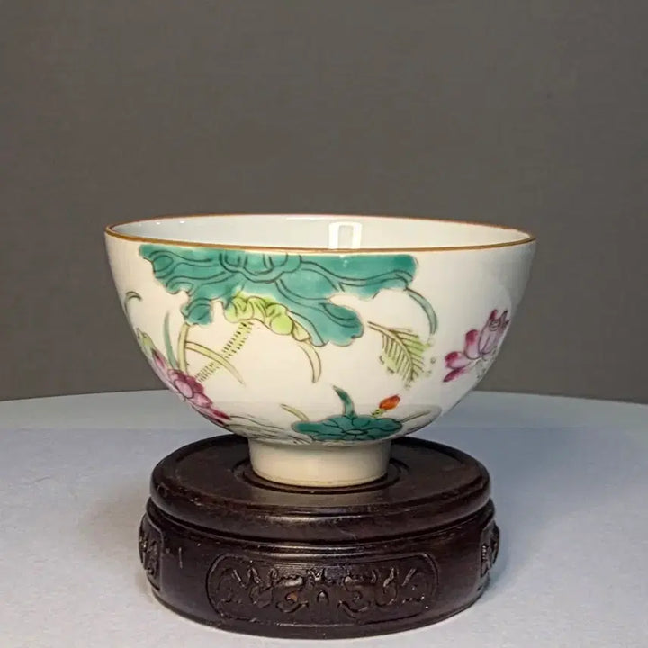 [BUNJANG] Guanxu Period Celadon Porcelain Lotus Flower Tea Bowl / 분채연화문다완