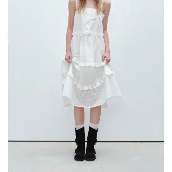 [SOLD OUT] 더오유 FRILL RUFFLE LONG DRESS (WHITE)