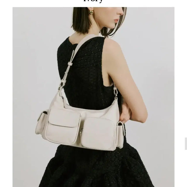 [BUNJANG] Barneys New York Italian Leather Pocket Bag Ivory / 바니스 뉴욕 이태리 레더 포켓백 아이보리