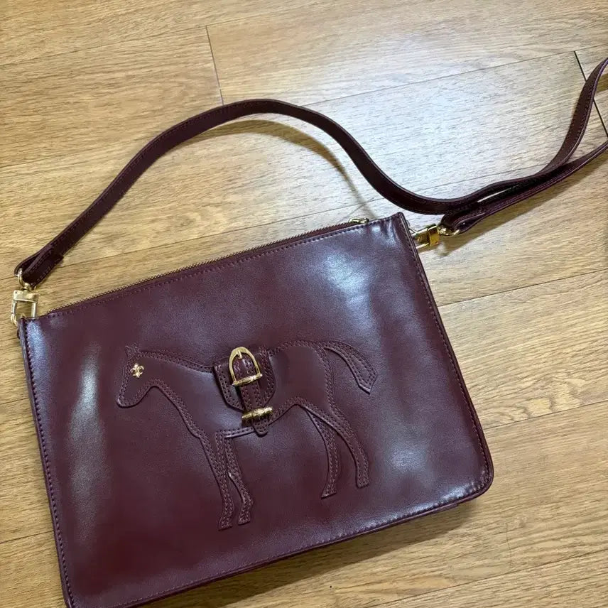 [BUNJANG] Lapalette Crossbody Bag Wine Leather Horse Design / 라빠레트 가방