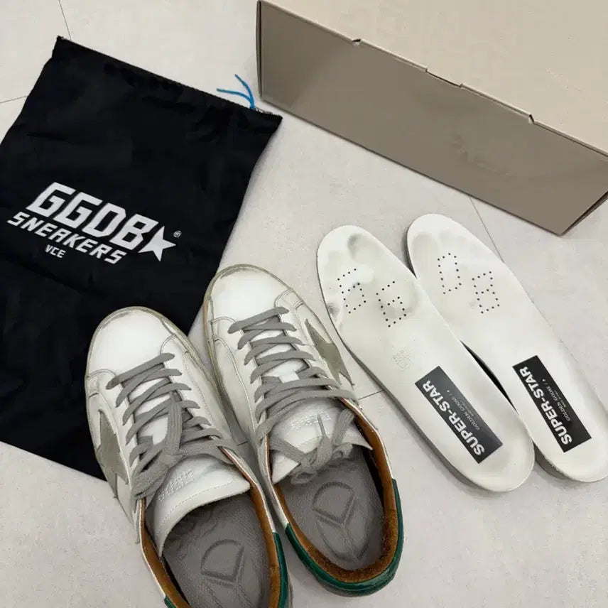 [BUNJANG] Golden Goose Superstar White/Green Sneakers Size 41 / 골든구스 슈퍼스타 화이트/그린 41
