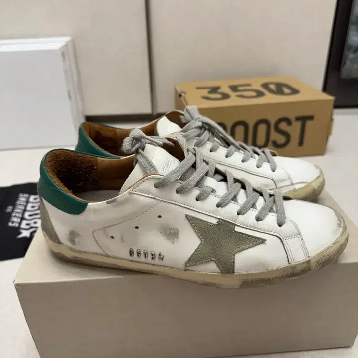 [BUNJANG] Golden Goose Superstar White/Green Sneakers Size 41 / 골든구스 슈퍼스타 화이트/그린 41