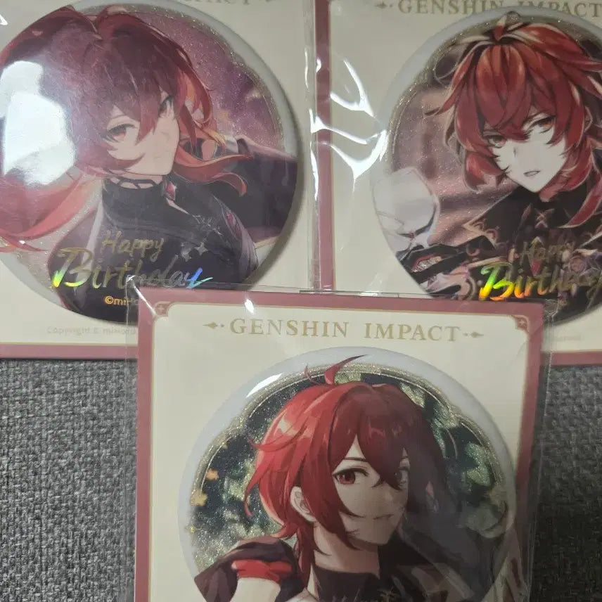 [BUNJANG] Genshin Impact Diluc Birthday Can Badge Bundle Set / 원신 다이루크 생일 캔뱃지 일괄