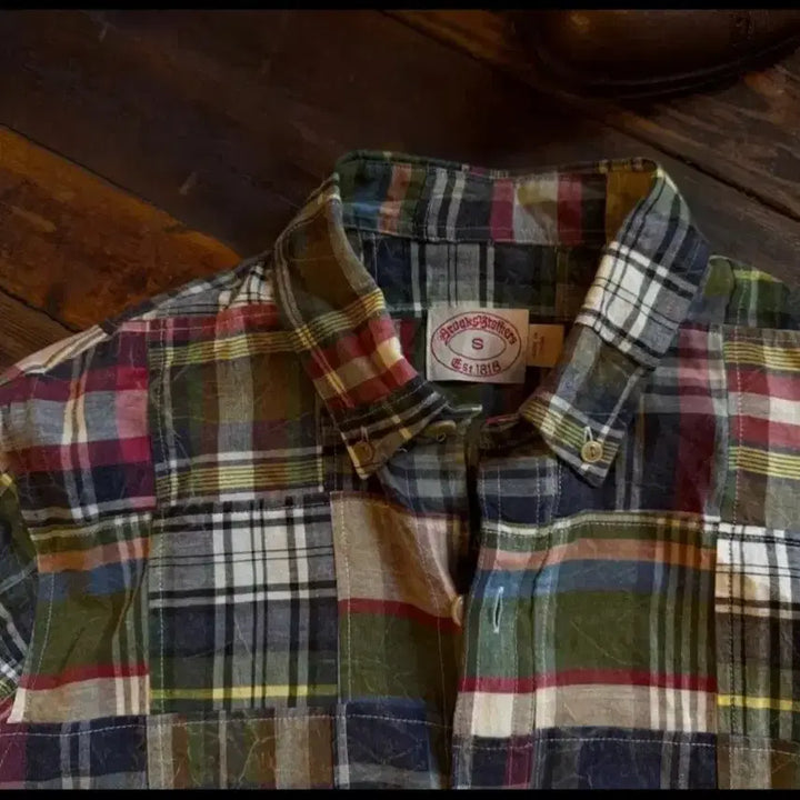 [BUNJANG] Brooks Brothers Patchwork Madras Check Shirt / 브룩스브라더스 패치워크 체크 셔츠 S