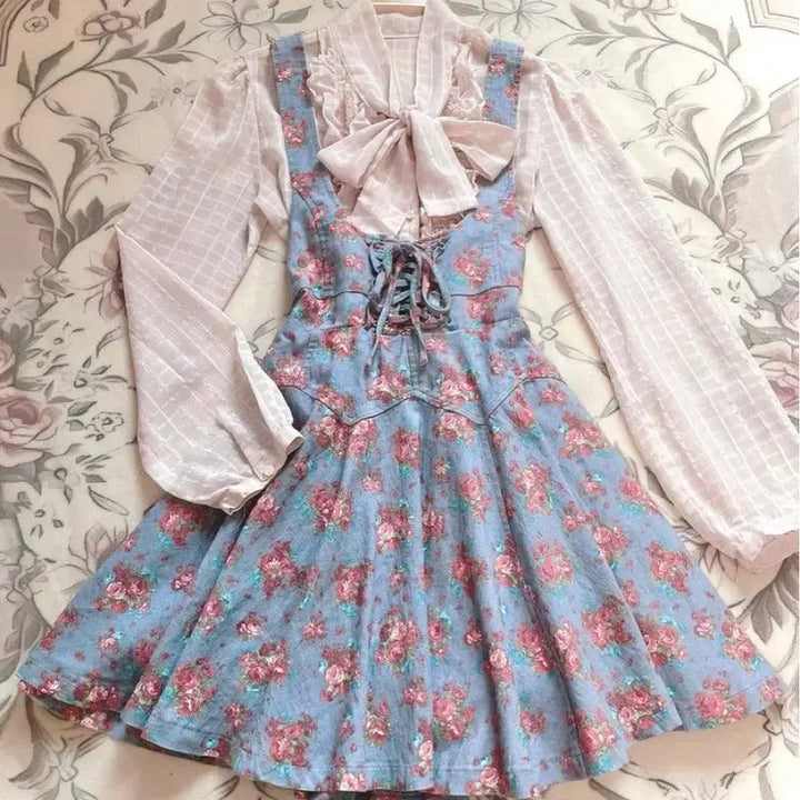 [BUNJANG] Liz Lisa Hanagara Corset Dress Floral Princess / 리즈리사 고전 하나가라 코르셋 원피스 히메카지 히메갸루 라떼갸루 플로럴