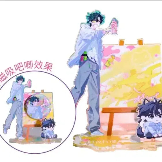 [BUNJANG] Link Click! Qingxiao Lu Guang Qiao Ling Acrylic Stand &amp; Can Badge Set / 시광대리인 미술관 팝업 한정 청샤오시 루광 챠오링 아크릴 스탠드 캔뱃지