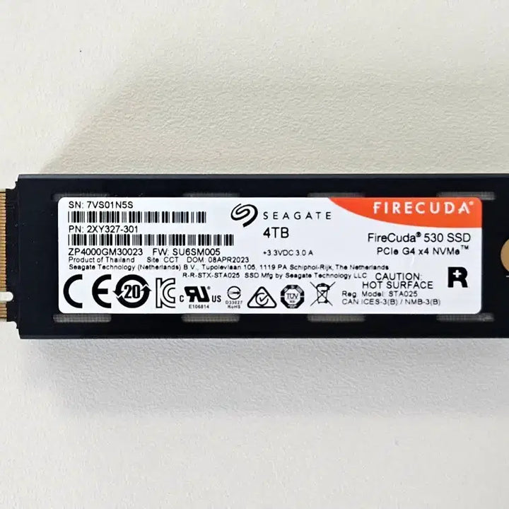 [BUNJANG] Seagate FireCuda 530 4TB M.2 NVMe SSD with Heatsink / 씨게이트 파이어쿠다 4TB  M.2 NVMe SSD 4테라