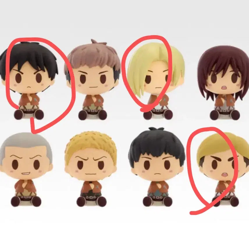 [BUNJANG] Attack on Titan Eren, Annie, Erwin Choconoce Figure Set / 진격의거인 초코노코 에렌, 애니, 엘빈 초코노코