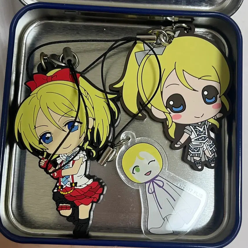 [BUNJANG] Love Live! Muse Ayase Eli Rubber Strap Keychain &amp; Sunshine Aqours Ohara Mari Teru Teru Bozu Acrylic Keychain Bundle / 러브라이브 뮤즈 아야세 에리 키링 선샤인 아쿠아 오하라 마리 키링 일괄