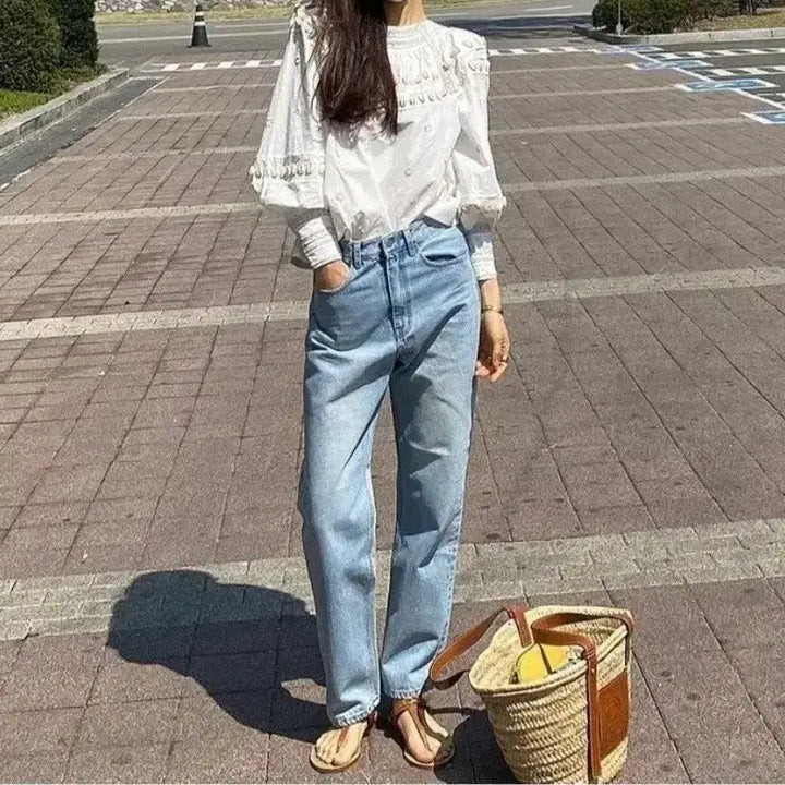 [BUNJANG] GoGirl Boydenim Light Wash Jeans Size 2 (M) / 고걸 보이데님 연청 2사이즈 (M)