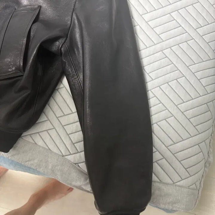 [BUNJANG] DNSR Washed Lambskin Blouson Jacket - Black (L) / Dnsr람포 풀업 워시드 램스킨 블루종블랙-L-급처