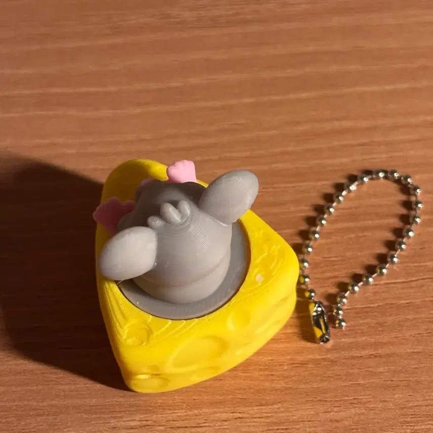 [BUNJANG] 3D Printed Mouse in Cheese Clicker Keychain / 3D 프린팅 생쥐 치즈 클릭커 키링