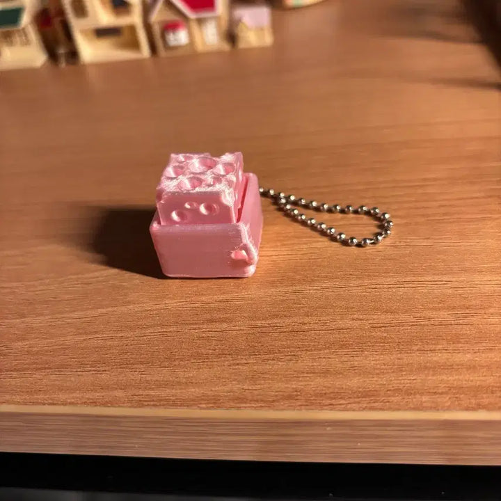 [BUNJANG] Square Silk Cheese Clicker Keychain / 사각 실크 치즈 클릭커 키링