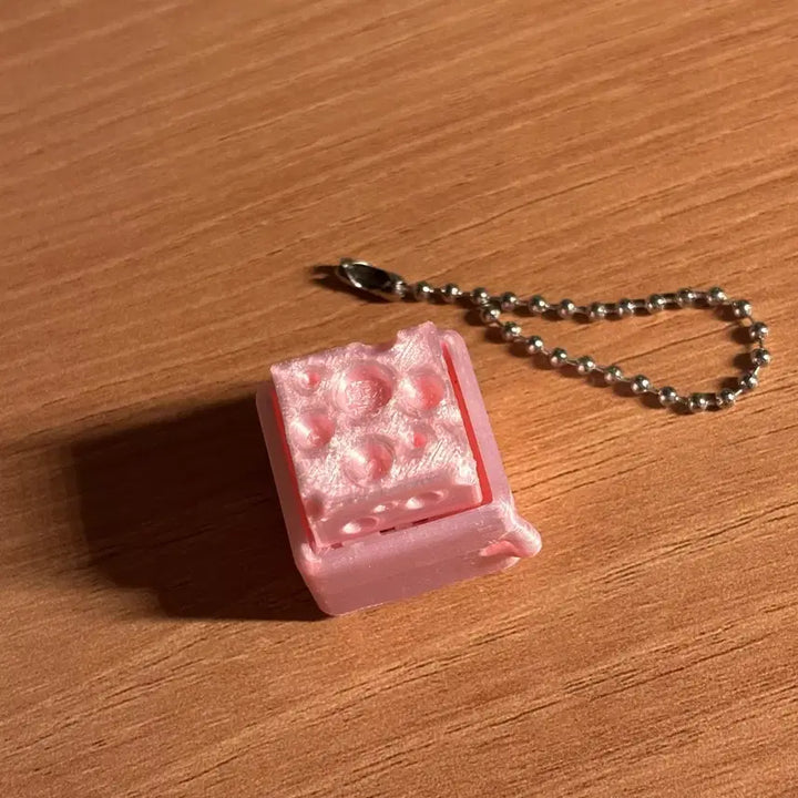 [BUNJANG] Square Silk Cheese Clicker Keychain / 사각 실크 치즈 클릭커 키링