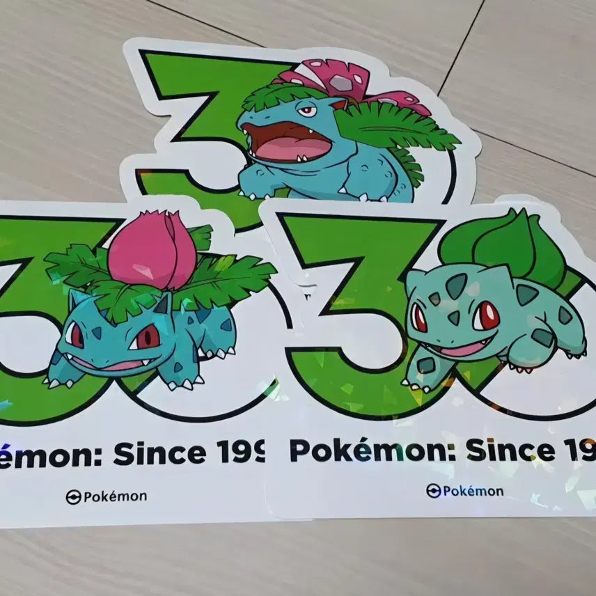 [BUNJANG] Pokemon 30th Anniversary Logo Sticker Set - Bulbasaur, Ivysaur, Venusaur / 포켓몬 30주년 로고 스티커 이상해씨, 이상해풀, 이상해꽃 판매합니다.