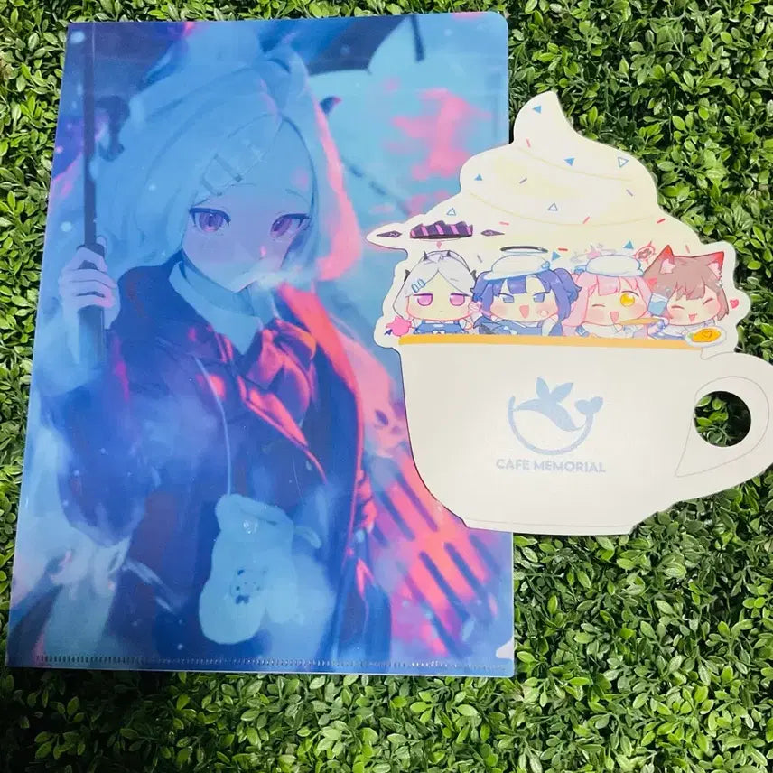 [BUNJANG] Blue Archive Hina Clear File &amp; Memorial Fan Bundle Set / (일괄) 블루아카이브 히나 클리어파일, 카페 메모리얼 부채