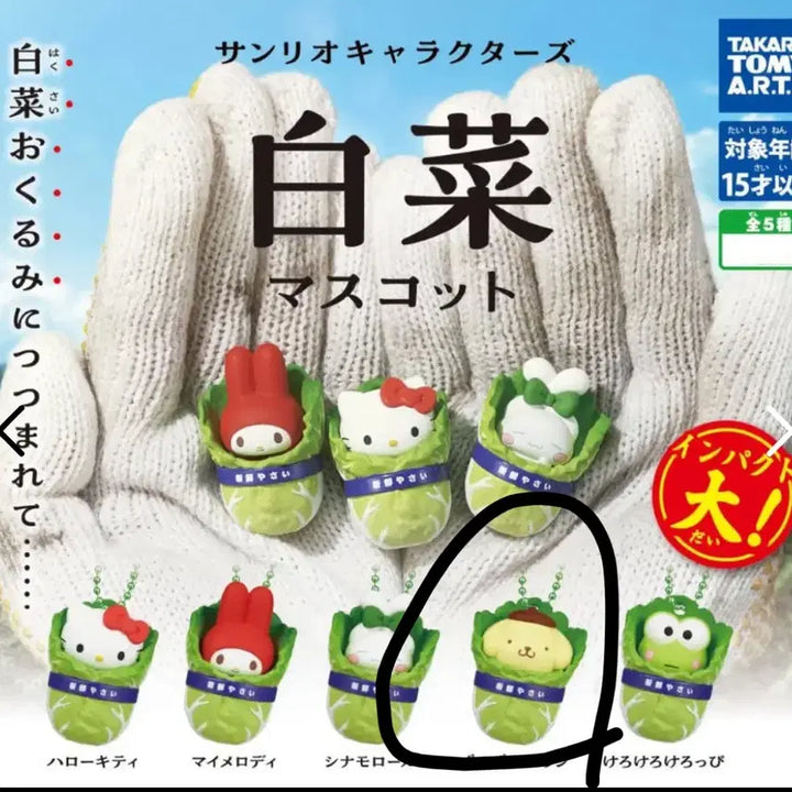 [BUNJANG] Sanrio Characters Cabbage Mascot Pompompurin / 산리오 캐릭터즈 배추 마스코트 확정 가챠  폼폼푸린