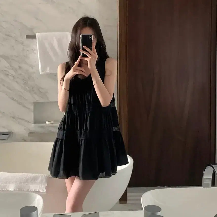 [BUNJANG] Leplaine Giselle Dress Short Black / 르플레인 지젤 원피스 숏