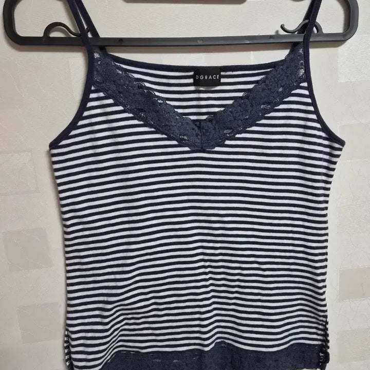 [BUNJANG] Vintage Mori Girl Stripe Lace Camisole Navy / 빈티지 모리걸 하구미 페어리 스트라이프 레이스 네이비 나시