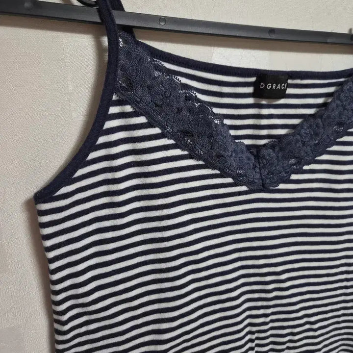 [BUNJANG] Vintage Mori Girl Stripe Lace Camisole Navy / 빈티지 모리걸 하구미 페어리 스트라이프 레이스 네이비 나시