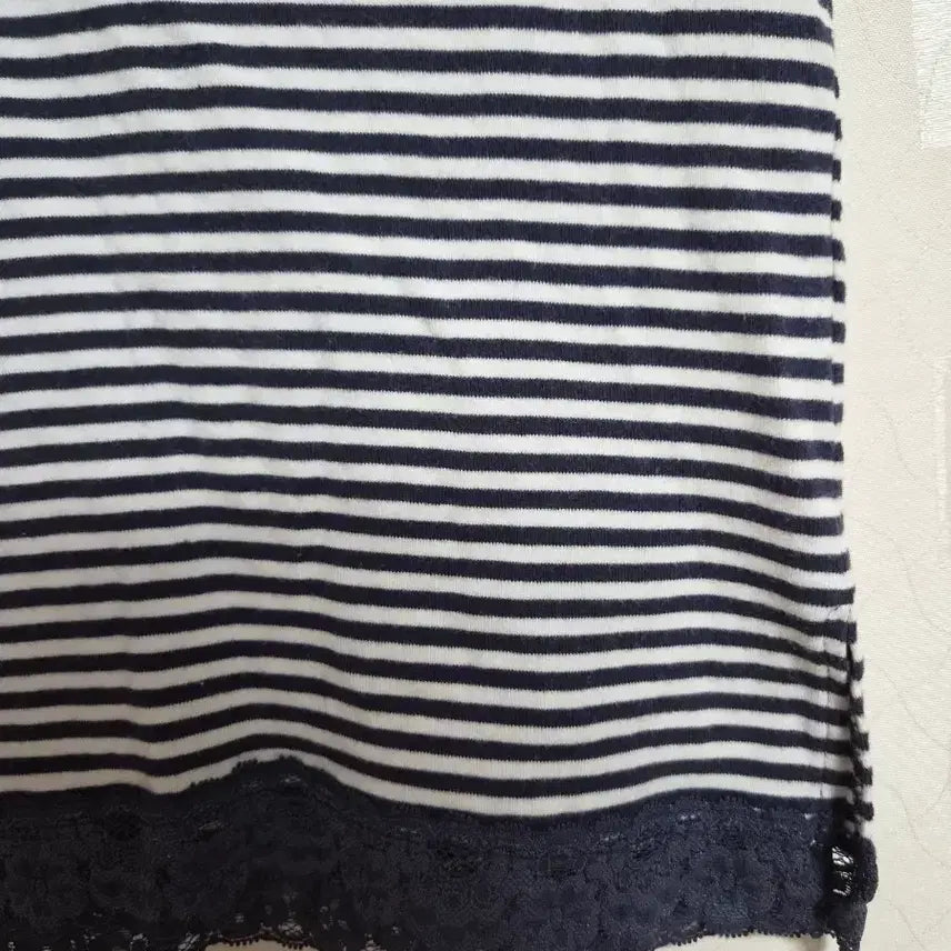 [BUNJANG] Vintage Mori Girl Stripe Lace Camisole Navy / 빈티지 모리걸 하구미 페어리 스트라이프 레이스 네이비 나시