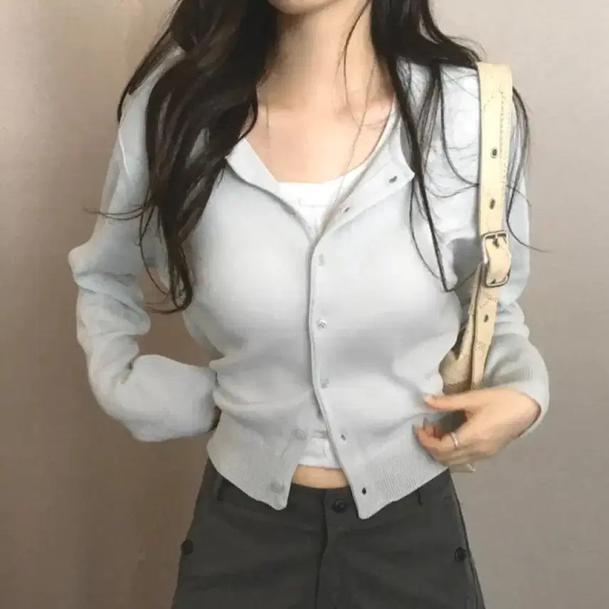 [BUNJANG] Churros Market Nake Cardigan Light Blue / 츄러스마켓 네이크 가디건 라이트블루 새상품 (반택포)