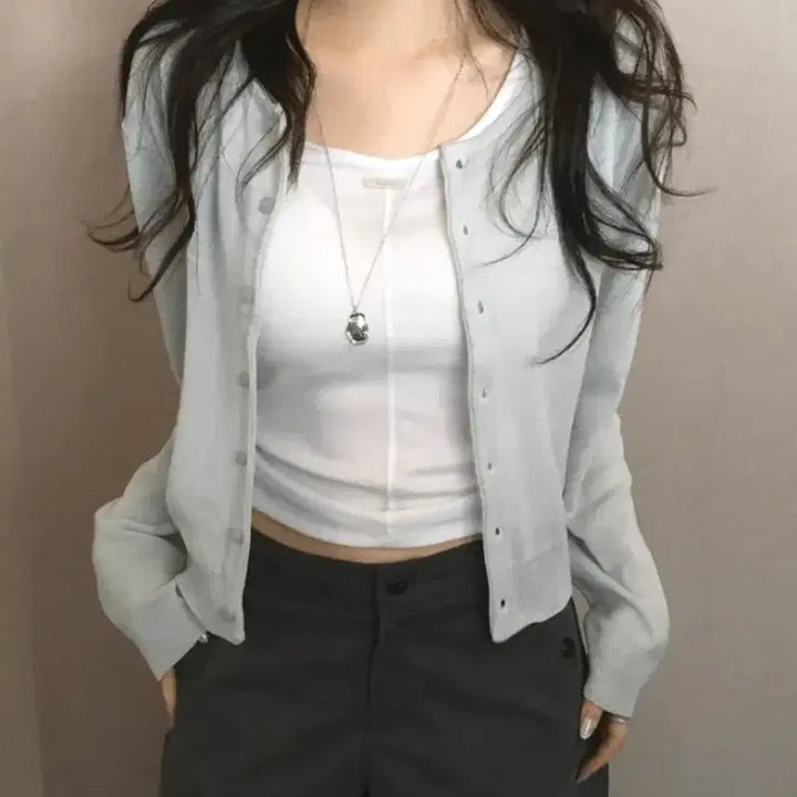 [BUNJANG] Churros Market Nake Cardigan Light Blue / 츄러스마켓 네이크 가디건 라이트블루 새상품 (반택포)
