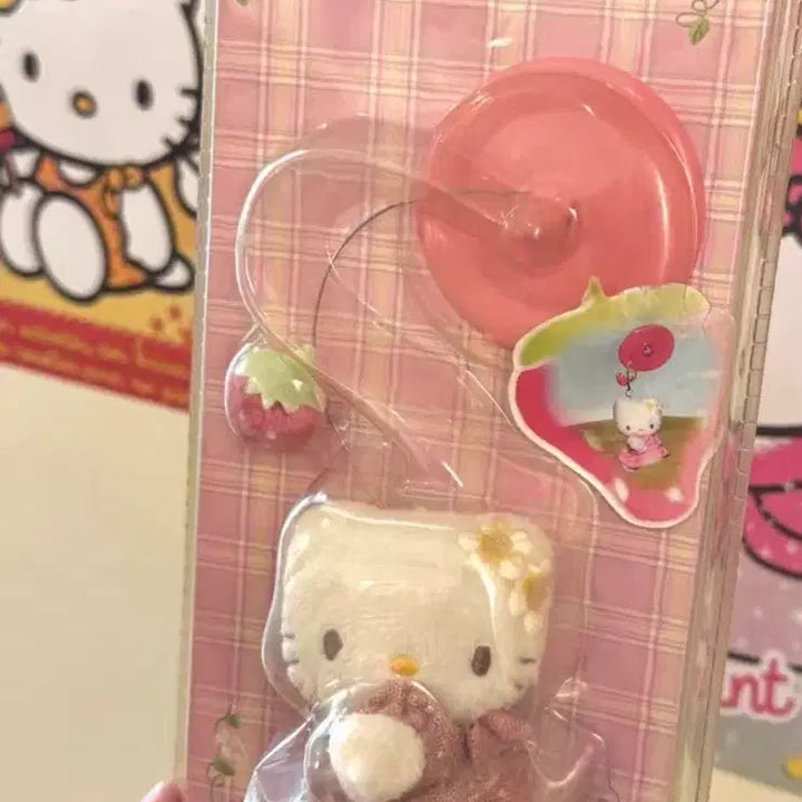 [BUNJANG] Vintage Strawberry Kitty Dangling Plush Air Freshener / 고전 딸기 키티 달랑이 인형