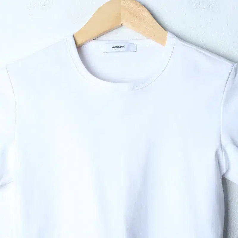 [BUNJANG] MONDOLL Semi-Crop T-shirt White / W(S) 몽돌 반팔 티셔츠 세미크롭 화이트 무지-7F41