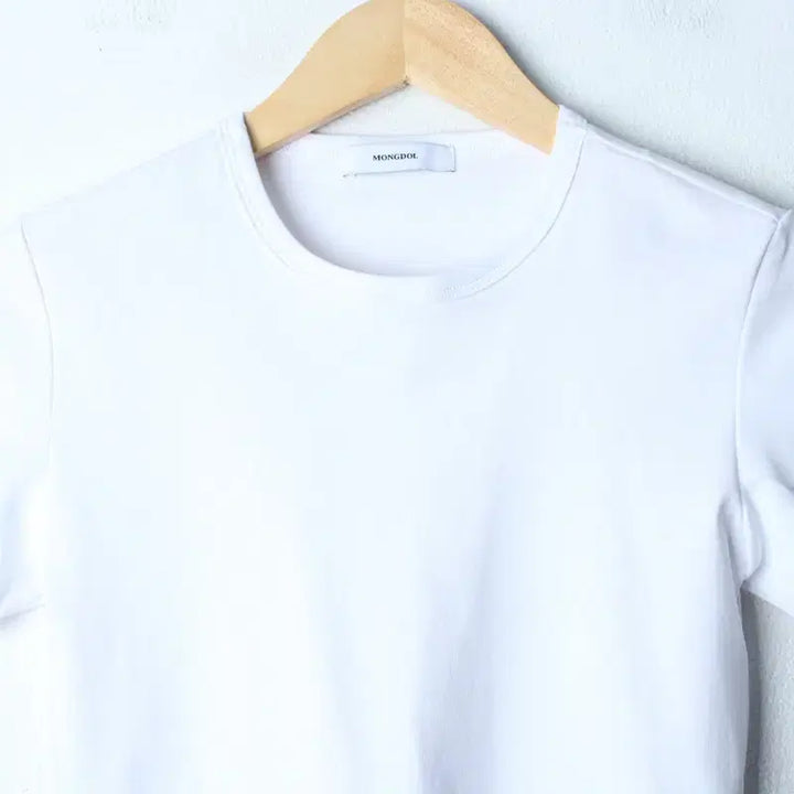 [BUNJANG] MONDOLL Semi-Crop T-shirt White / W(S) 몽돌 반팔 티셔츠 세미크롭 화이트 무지-7F41