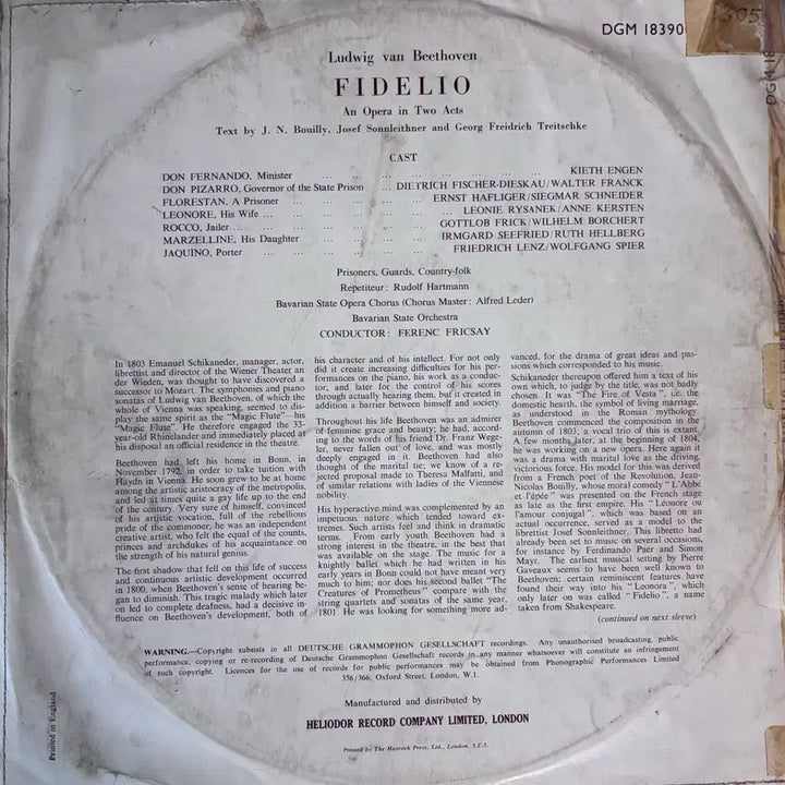 [BUNJANG] Gramophon Original UK Mono Beethoven Fidelio Opera LP Record / 그라모폰 오리지널 영국제 모노 베토벤 피델리오 오페라 LP 1/2