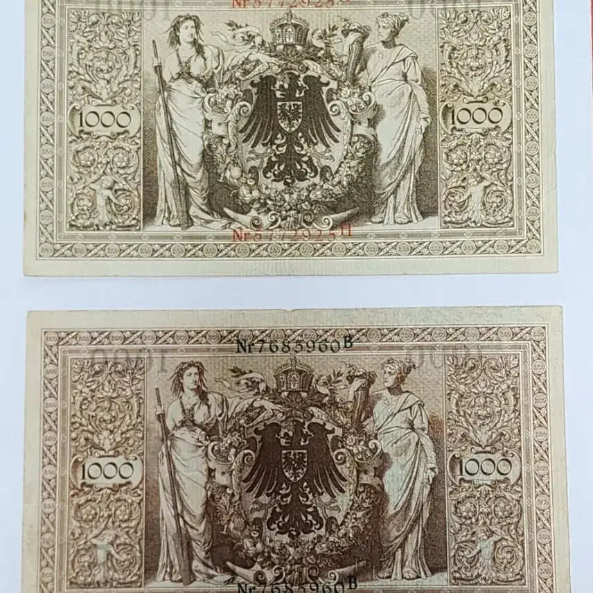 [BUNJANG] German Empire 1,000 Mark Banknote (1910) - Bundle of 2 / 독일 제국 1,000 마르크 지폐 (1910년)2장 일괄