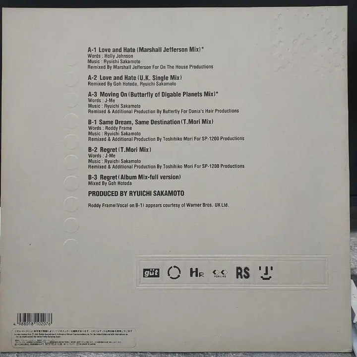 [BUNJANG] Ryuichi Sakamoto Hard Revenge LP / 류이치 사카모토 Hard Revenge LP