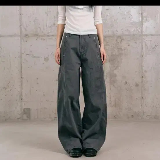 [BUNJANG] Cotton Wide Pants White S / 코튼 와이드 팬츠 (화이트/s)