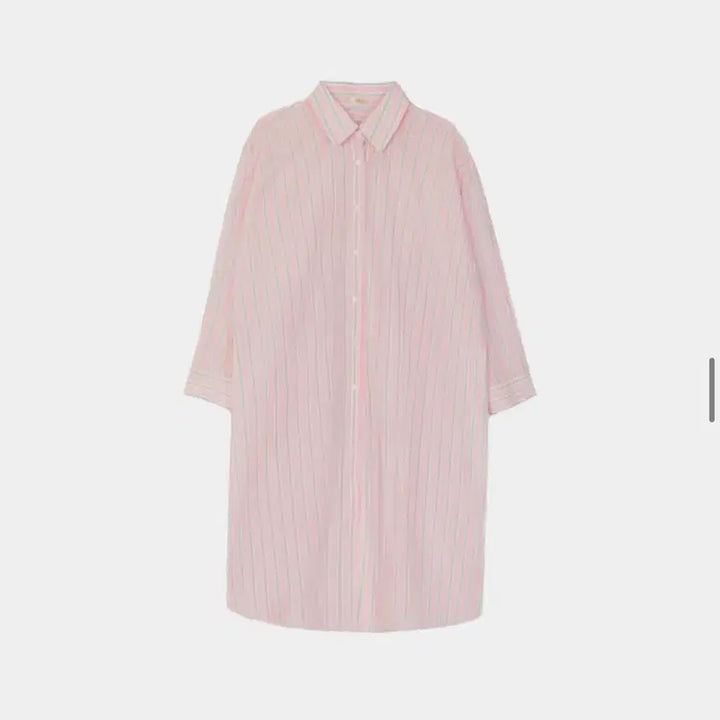 [BUNJANG] Myrim Stripe Long Shirt Pink / 마이림 스트라이프 롱셔츠 핑크