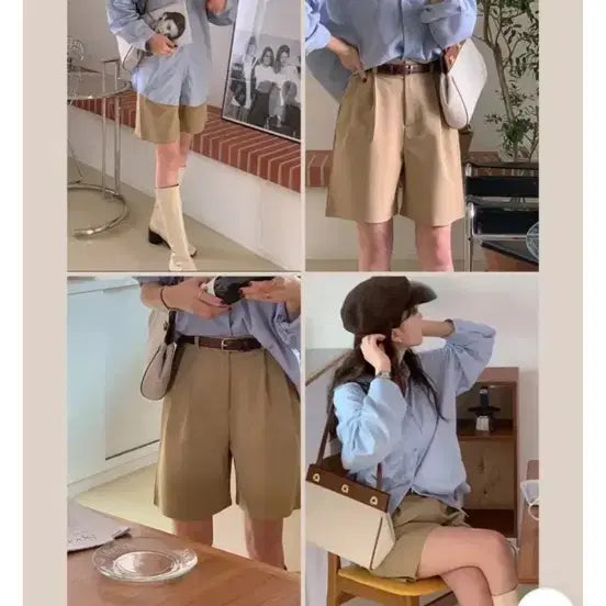 [BUNJANG] Bermuda Pintuck Wide Shorts - L / 버뮤다 핀턱 와이드 반바지 L
