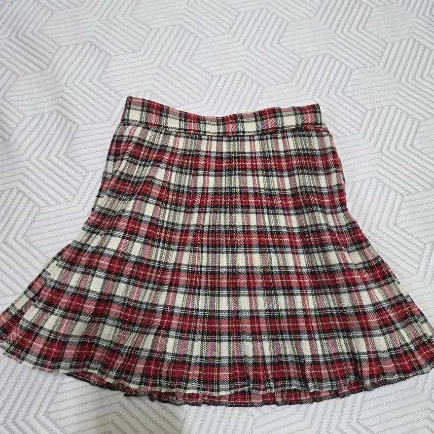 [BUNJANG] Red Check Pleated Skirt / 레드 체크 플리츠 스커트