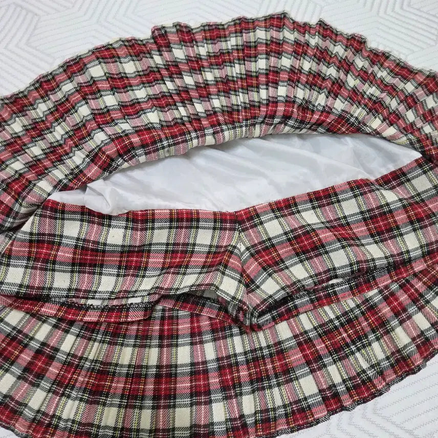 [BUNJANG] Red Check Pleated Skirt / 레드 체크 플리츠 스커트