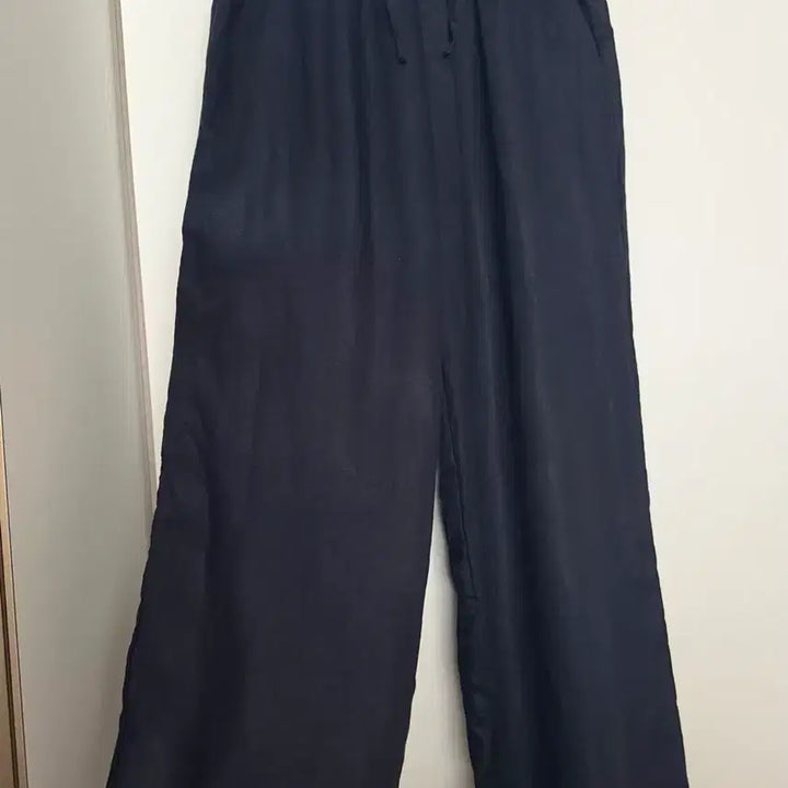 [SOLD OUT] 새상품) 100% 린넨 여자 와이드 팬츠 66 네이비