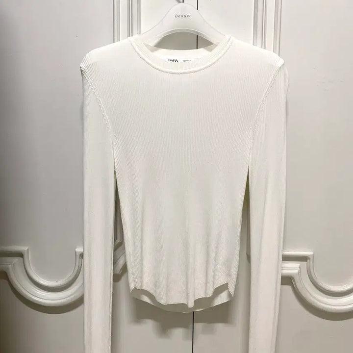 [BUNJANG] Zara White Long Sleeve T-Shirt - M / <새상품급>Zara 자라 긴팔티 화이트 M 레이어드티