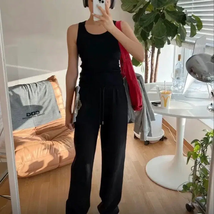 [BUNJANG] Black Up Heavy Cotton Straight Banding Pants (Short Length) / 블랙업 헤비코튼 스트레이트 밴딩팬츠 블랙 숏기장