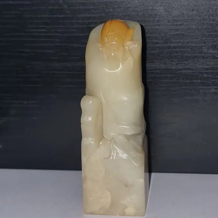 [BUNJANG] Jade Seal with Bamboo Joint and Insect Carving / 옥도장 죽절에 곤충이 붙어있습니다