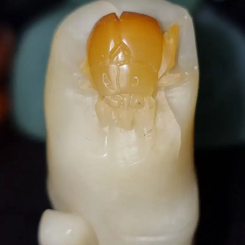 [BUNJANG] Jade Seal with Bamboo Joint and Insect Carving / 옥도장 죽절에 곤충이 붙어있습니다