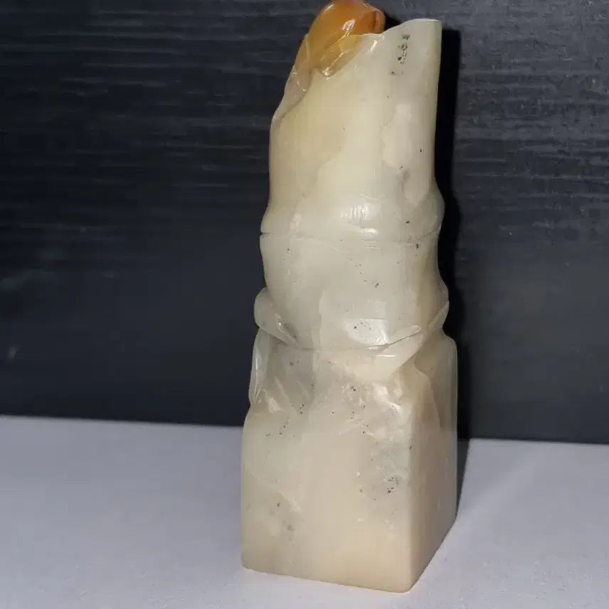 [BUNJANG] Jade Seal with Bamboo Joint and Insect Carving / 옥도장 죽절에 곤충이 붙어있습니다