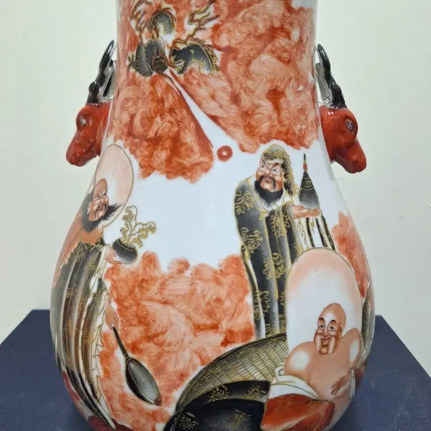 [BUNJANG] Antique Chinese Porcelain Vase with Scholar and Deer Motif / 중국 도자기, 골동품, 반홍분채묘금고사도녹두준