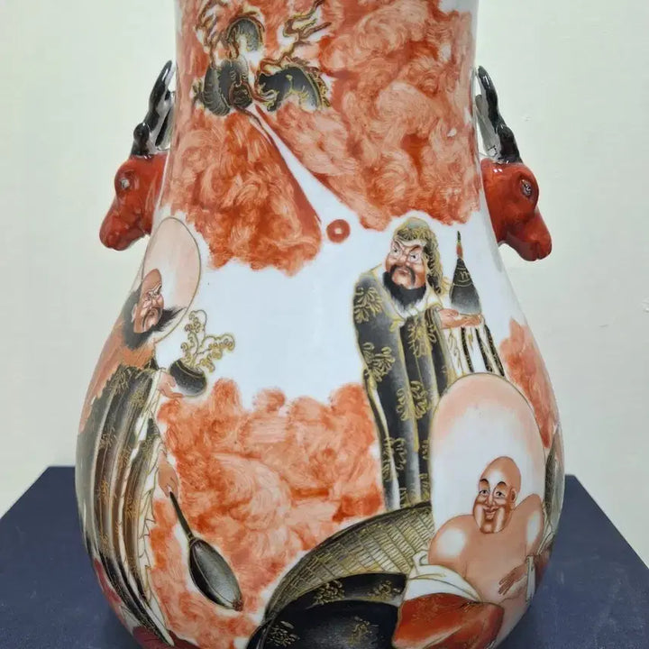 [BUNJANG] Antique Chinese Porcelain Vase with Scholar and Deer Motif / 중국 도자기, 골동품, 반홍분채묘금고사도녹두준